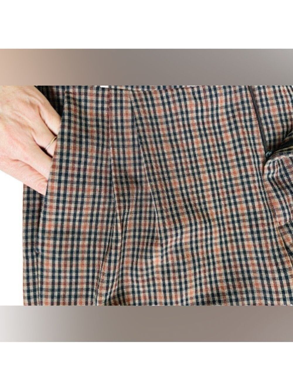Reiss Brown Orange Mini Plaid Cuffed Tapered Trousers Pants
Size 30 - Picture 7 of 13